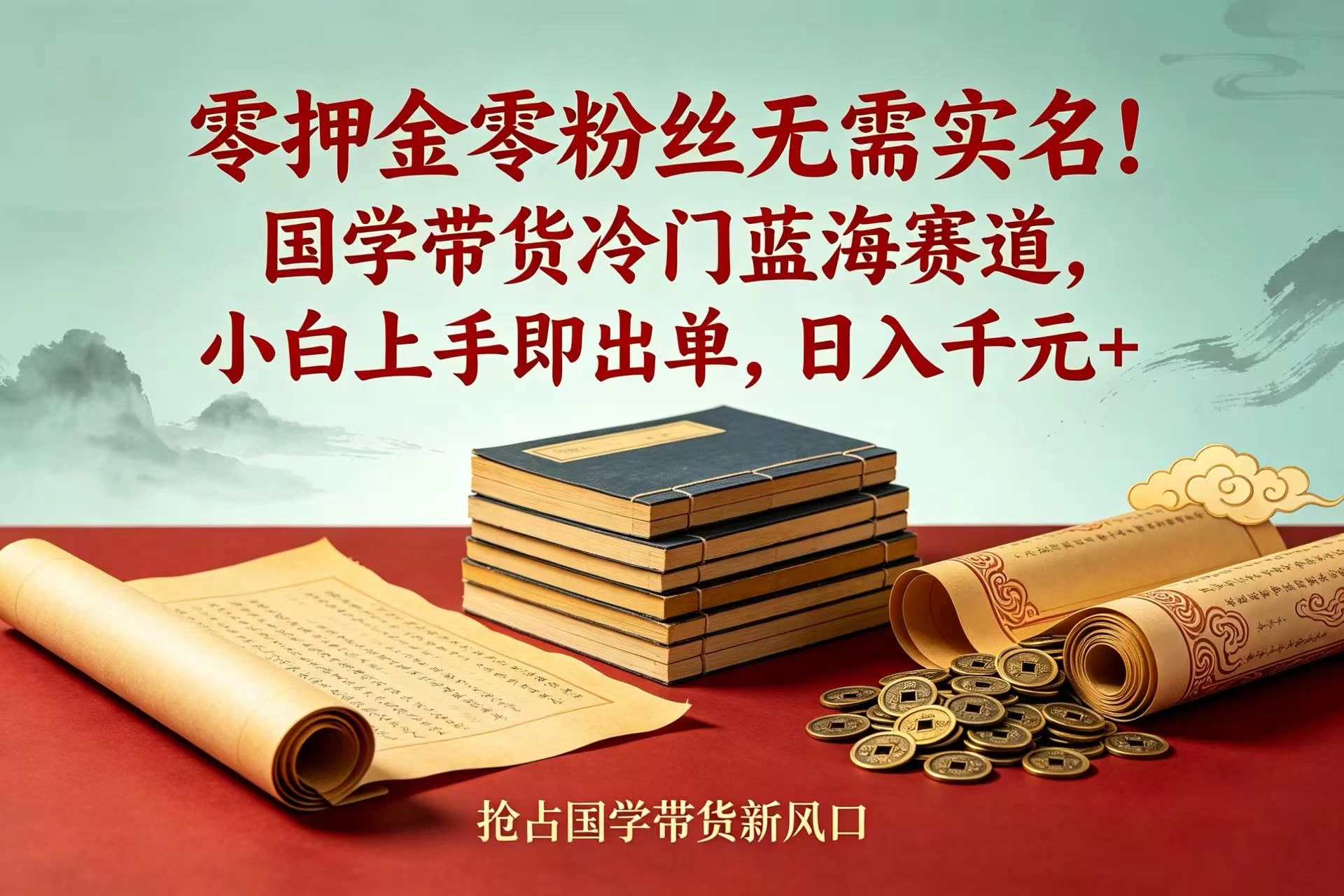 零押金零粉丝无需实名！国学带货冷门蓝海赛道，小白上手即出单，日入千元 + 第1张