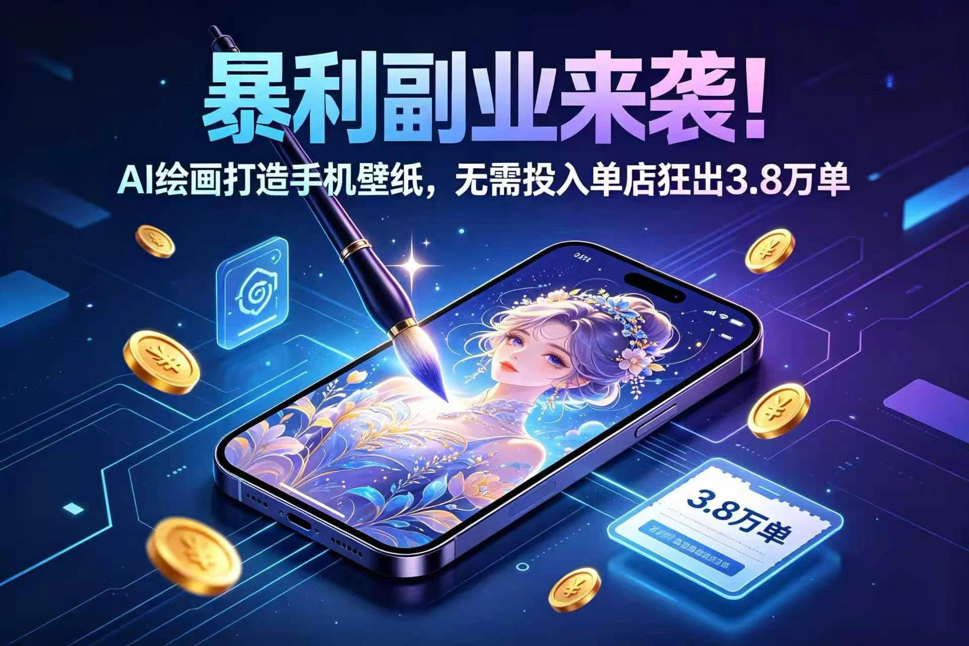 暴利副业来袭！AI 绘画打造手机壁纸，无需投入单店狂出 3.8 万单 第1张