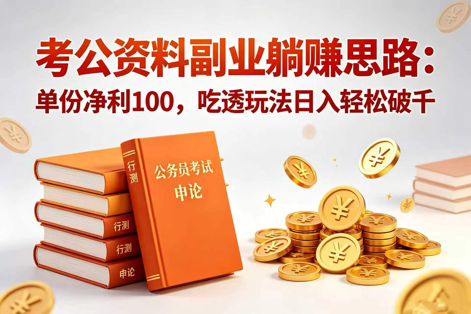考公资料副业躺赚思路：单份净利 100，吃透玩法日入轻松破千 第1张